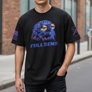Grunt Style “Full Send” Eagle Graphic Tee Men’s 2XL Black USA Flag Sleeves